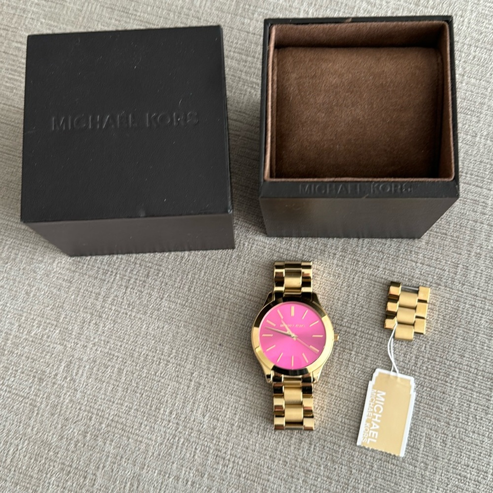 Michael Kors Slim Runway Gold and Pink Watch - 42mm - Used